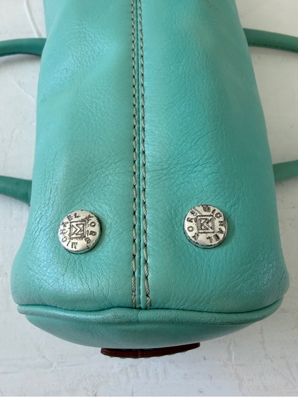 Vintage Michael Kors Barrel Bag 2000s Y2K Mint Green Teal - Picture 7 of 12